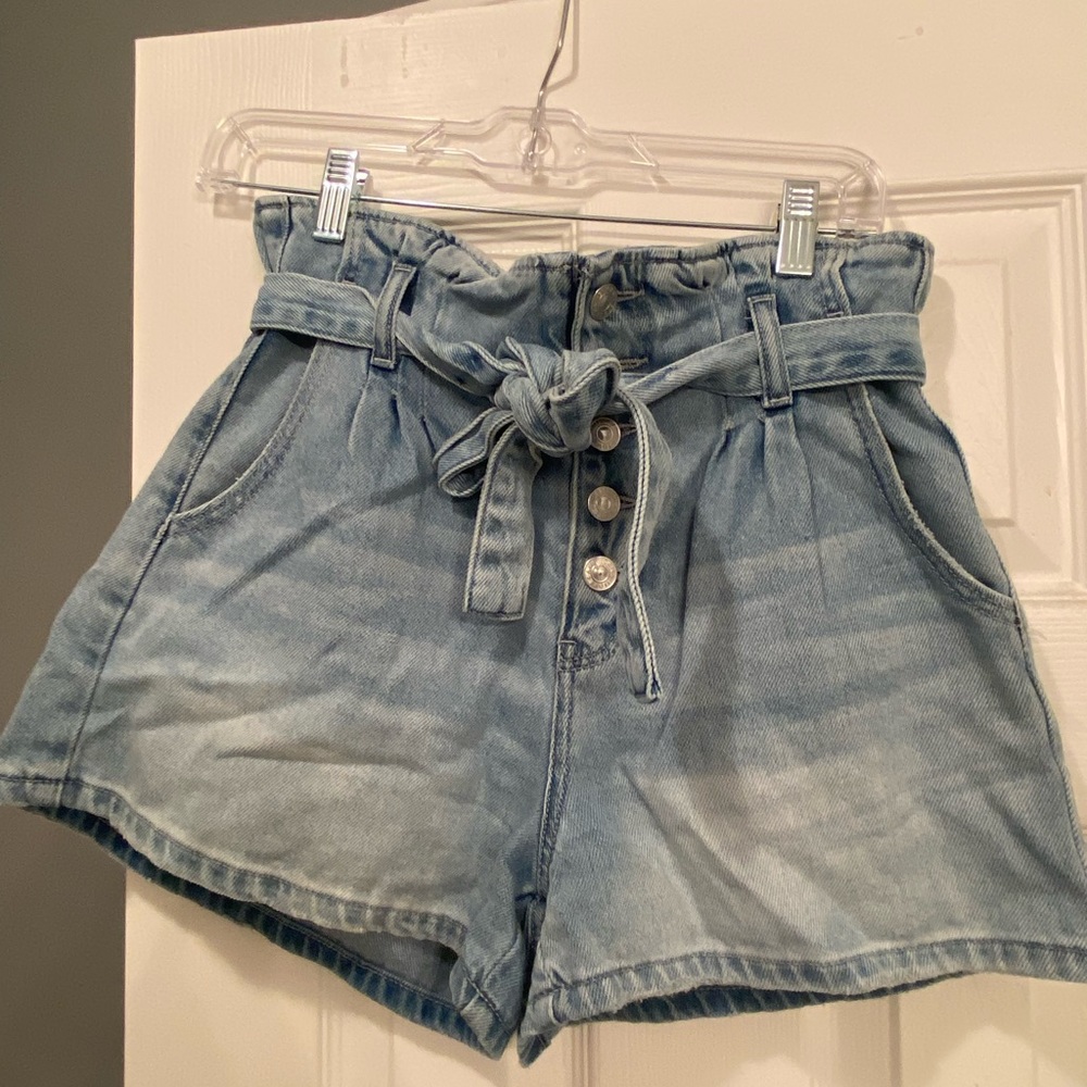 American Eagle Denim Paperbag Mom Shorts